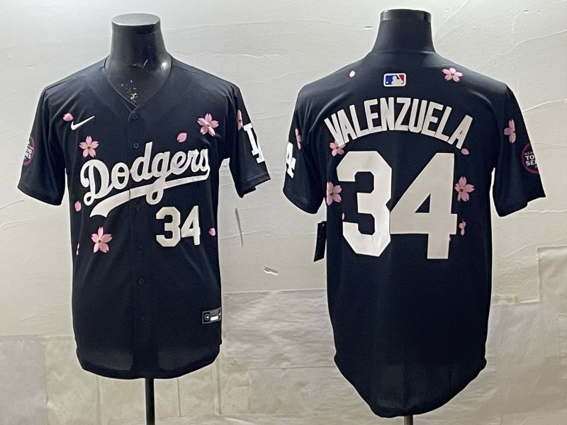 Men 2025 Nike Los Angeles Dodgers #34 Valenzuela Black Game MLB Jersey 010->los angeles dodgers->MLB Jersey